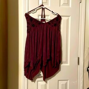Embroidered Plum Tunic Top